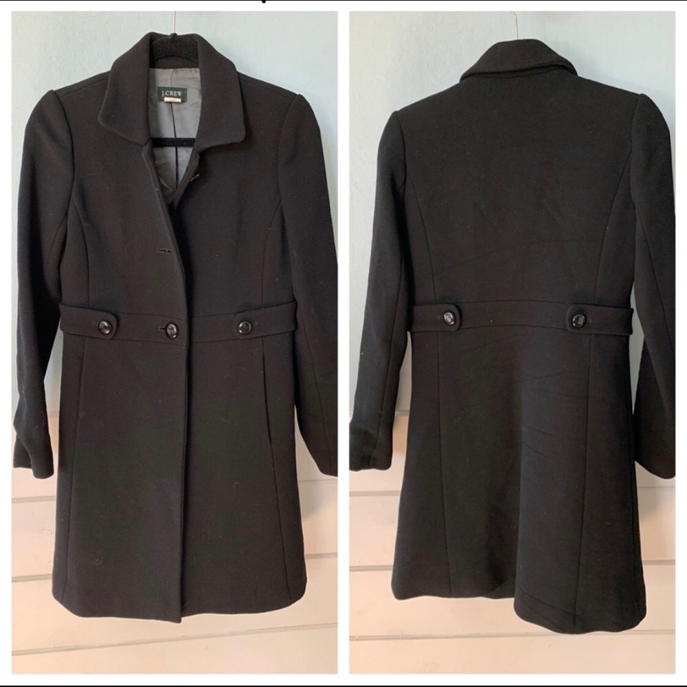 J Crew Lady Day Coat Long Black Wool
